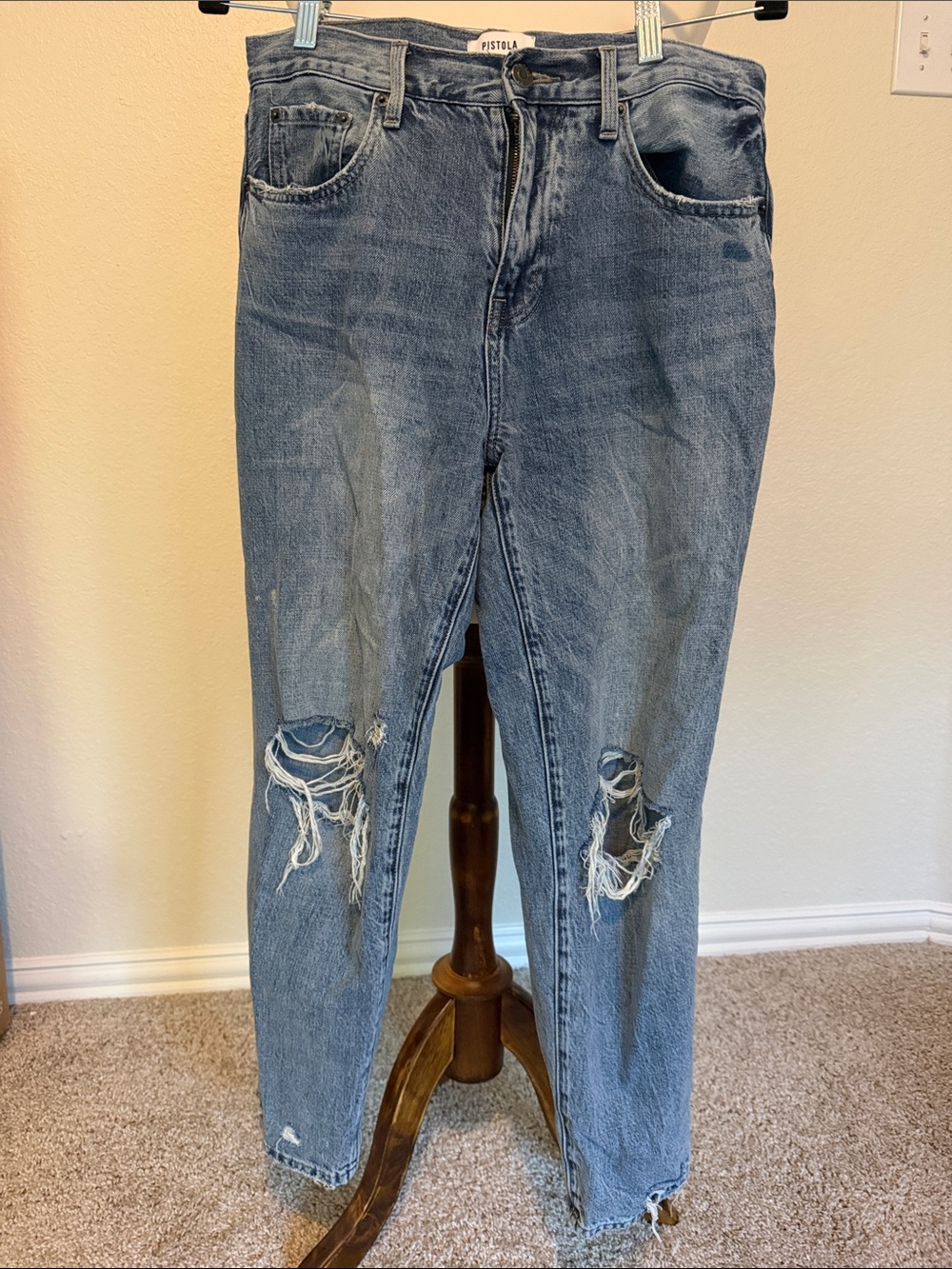 pistola Distressed Light Blue Boyfriend Jeans